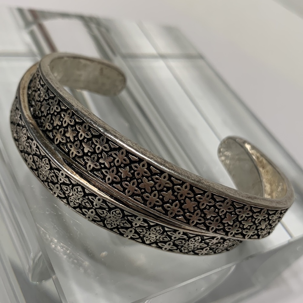 Silver Cuff Bracelet Engraved